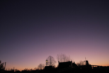 Beautiful sky and windmill village