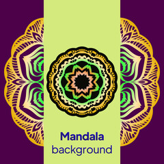 Business card with decorative floral mandala. Vector illustration