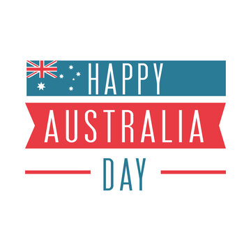 australia day, flag and lettering in banners
