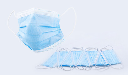 Many medical disposable masks for protection. Surgical mask.