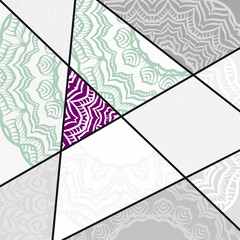 Geometric mosaic with mandala elements. Vector illustration