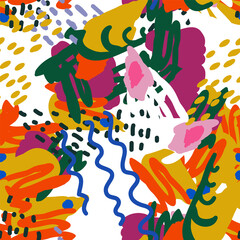 Bright Doodle Floral Vector Seamless Pattern. 