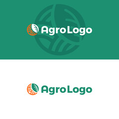 Agro logo design template. Leaf on green background. Agriculture, farm vector.
