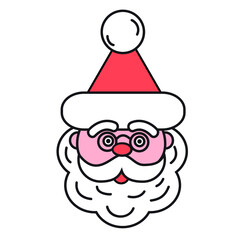 santa claus face with beard vector illustration, happy new year xmas christmas symbol flat vector icon
