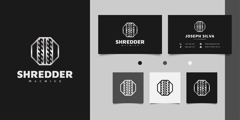 Fototapeta na wymiar Shredder logo design with line concept in metal gradient