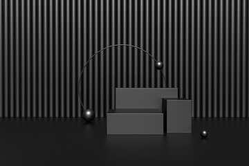 3D rendering black geometric background, can be used for posters, commercial activities and other background