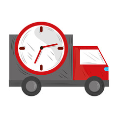 fast delivery service truck transport clock time