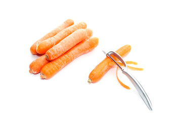 The carrot and a device for cleaning it close-up