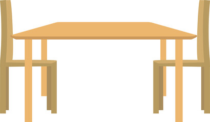 シンプルな横から見たダイニングテーブルのイラスト