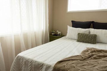 Bright and airy modern bedroom interior