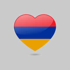 Fototapeta premium Vector Glossy Armenia Flag Heart