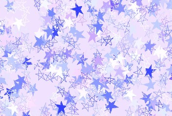 Light Pink, Blue vector layout with bright stars.