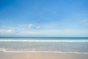Fototapeta na wymiar Beautiful beach against tiny blue sky in phuket island 