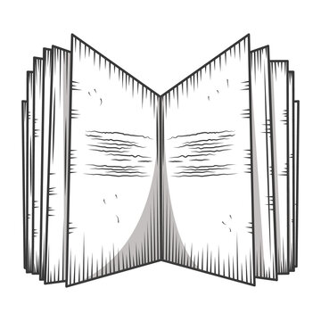 open book without text library, educational or learning concept engraving style