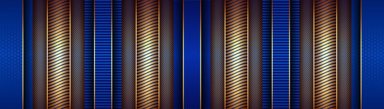 Abstract Luxury Golden Line With Light Blue Template Decorating Background