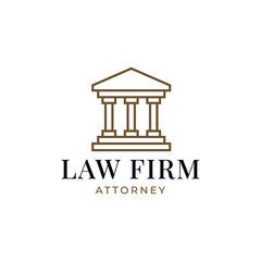 Law Firm Logo. Justice law firm logo, law firm legal symbol, isolated on white background. Vector logo eps 10. Shield and pillars symbol.