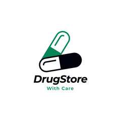 capsules logo vector, drugstore logo. 