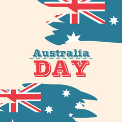 australia day, grunge flags style and lettering card