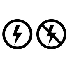 Fototapeta premium lightning and no lightning on white background. lightning sign. no flash symbol. electric sign. flat style.
