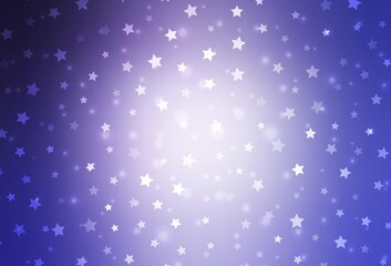Fototapeta na wymiar Light Purple vector background with xmas snowflakes, stars.