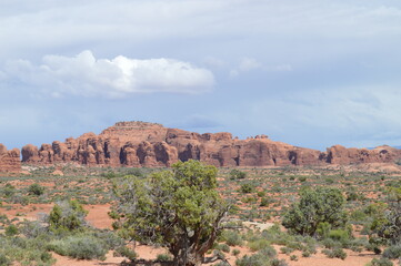 Red rocks and Sandstone cliffs at Arches National Park, Utah