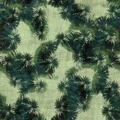 Fototapeta na wymiar Green tropical palm tree leaves seamless pattern. High quality illustration. Vivid, detailed, and highly textured graphic design. Trendy jungle foliage for fabric or repeat surface design.