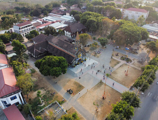 Aerial view of Go (Wooden) Church in the city of Kon Tum in the Central Highlands of Vietnam is an...