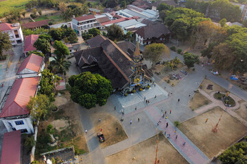 Aerial view of Go (Wooden) Church in the city of Kon Tum in the Central Highlands of Vietnam is an...