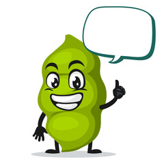 vector illustration of  peas mascot or character says with blank balloon speech