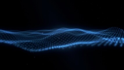 Abstract Dynamic digital particle wave patterns with glowing light effect, abstract background , technology and business presentation background.4k High quality, 3D render