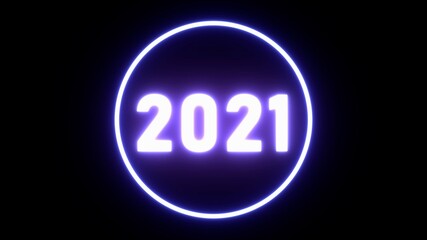 Happy new Year 2021 presentation theme, New year 2021 background, 3D text with illuminating light, 4K High Quality, 3D render