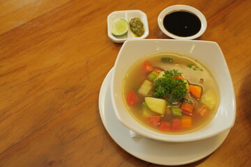 Beef oxtail soup with emping crackers