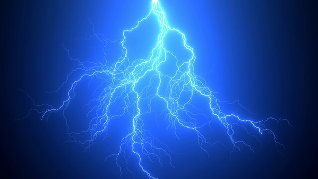 Beautiful Realistic Impact of lighting Strikes or lightning bolt, electrical storm, thunderstorm with flashing lightning ,4k High Quality, 3d render