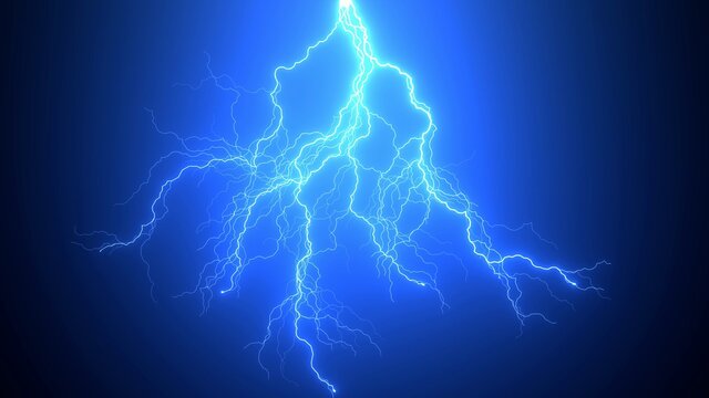 Closeup of Beautiful Realistic Impact of lighting Strikes or lightning bolt, electrical storm, thunderstorm with flashing lightning ,4k High Quality, 3d render
