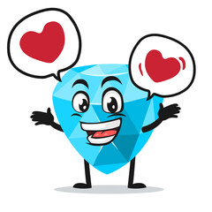 vector illustration of diamond mascot or character says with love in bubble speech