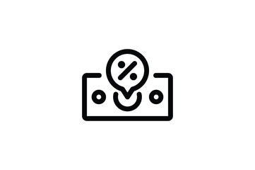 Black Friday Outline Icon - Discount Payment