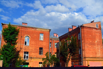 Old brick house in the center of Gomel, Republic of Belarus.