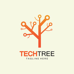 Obraz premium tech tree logo concept,green network technology logo vector.tech tree electrical circuit digital logo vector icon