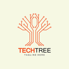 tech tree logo concept,green network technology logo vector.tech tree electrical circuit digital logo vector icon
