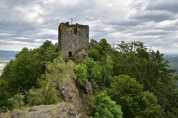 Fototapeta na wymiar The ruins of Ralsko Castle or Rollberg is located in Northern Bohemia in Liberec Region in Ralsko, Czech Republic.