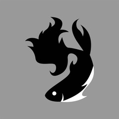 Betta fish logo, icon, silhouette, vector graphics