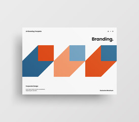 Creative business abstract horizontal front page vector mock up. Corporate geometric report cover illustration design layout. Company identity brochure template.