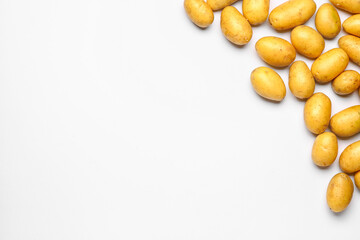 Raw potatoes on white background