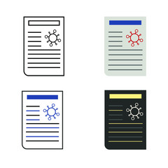report icon in different style vector illustration. The theme of the corona virus two color and black report vector icons designed with the style of the fill, outline, line and stroke can be used for 