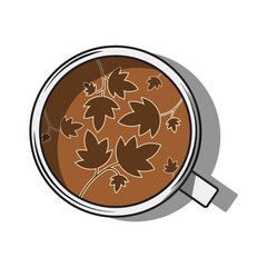 A Cup of Coffee with Floral Ornament Latte Art Vector Illustration in EPS 10