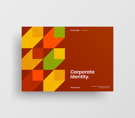 Creative business abstract horizontal front page vector mock up. Corporate geometric report cover illustration design layout. Company identity brochure template.