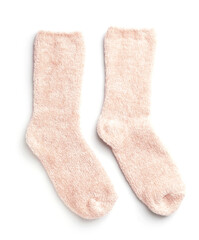 Warm socks on white background