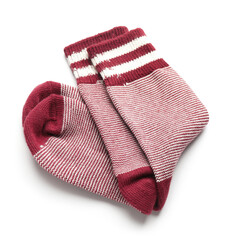 Warm socks on white background