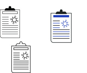 report icon in different style vector illustration. The theme of the corona virus two color and black report vector icons designed with the style of the fill, outline, line and stroke can be used for 