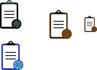 report icon in different style vector illustration. The theme of the corona virus two color and black report vector icons designed with the style of the fill, outline, line and stroke can be used for 